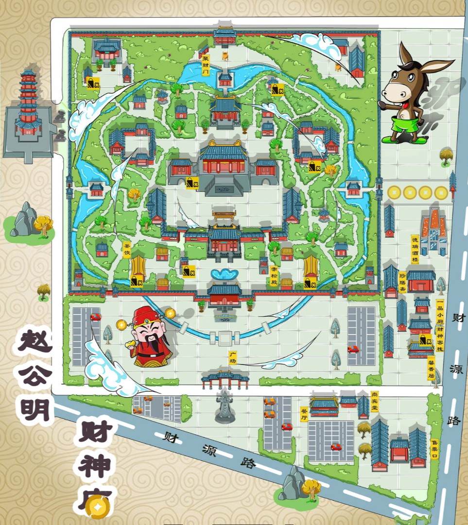 翁田镇寺庙类手绘地图